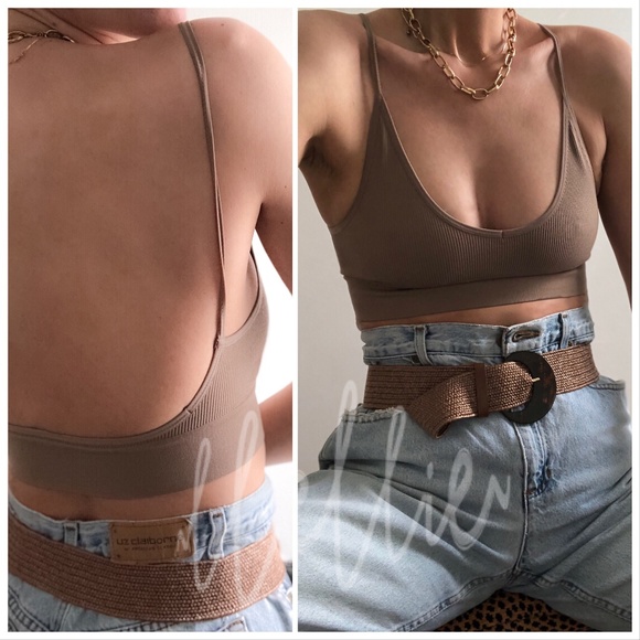 Low Back Bralette in NUDE TAN crop top - Picture 3 of 8
